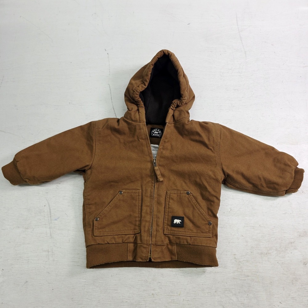 Polar King By Key Brown Fleece‎ Lined Insulated Work Jacket Toddlers Boys Sz 4T